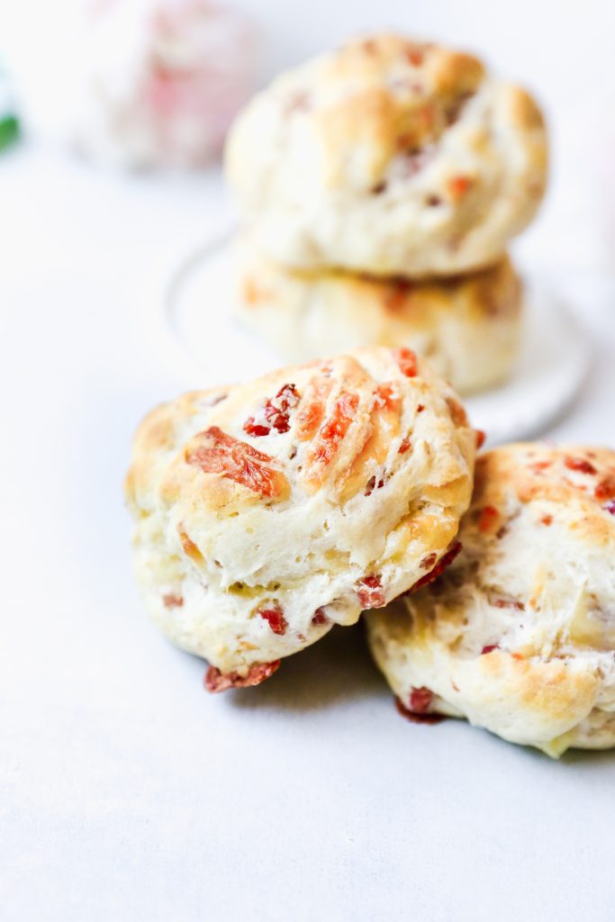 Bacon Cheddar Drop Biscuits with Cinnamon Vanilla Butter