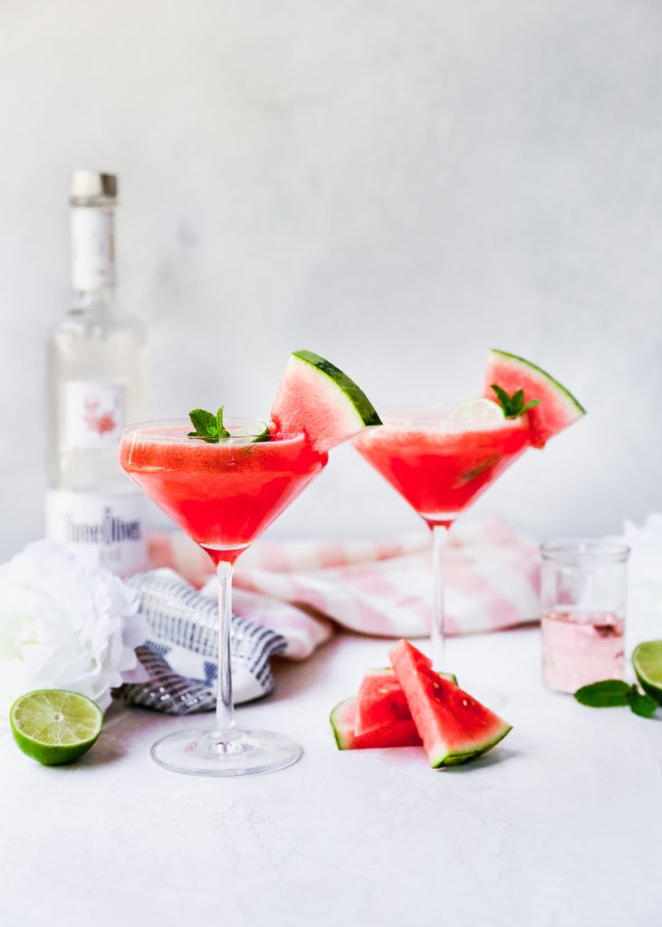 Watermelon & Rosé Vodka Martinis