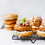 Korean Chicken Burgers with Pickle Slaw & Garlic Mayo