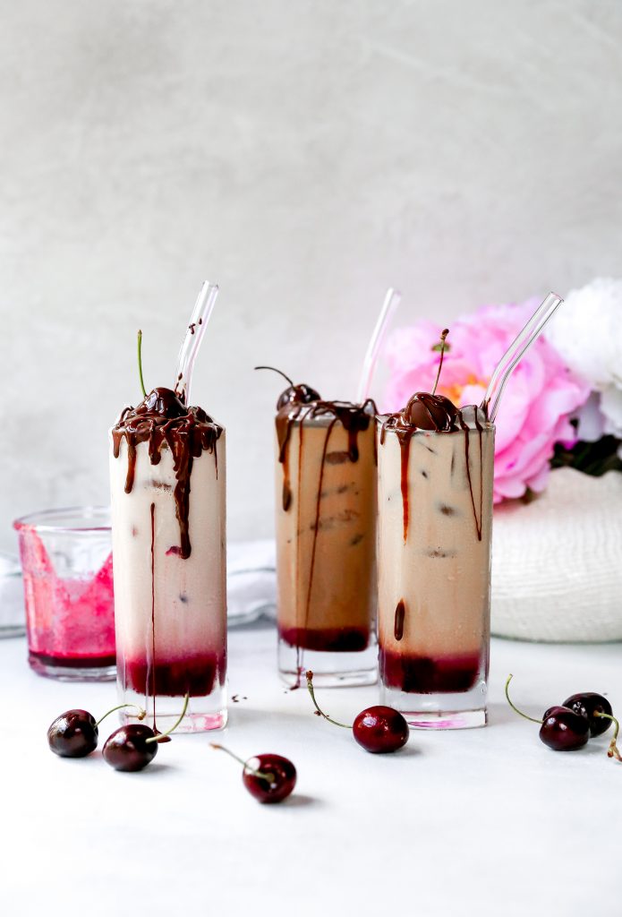 Chocolate Covered Cherry Iced Lattes