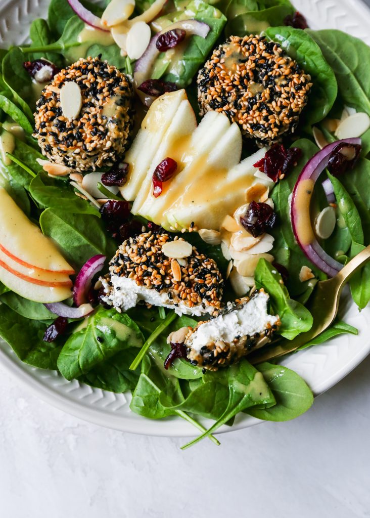 Spinach Salad with Sesame-Crusted Goat Cheese