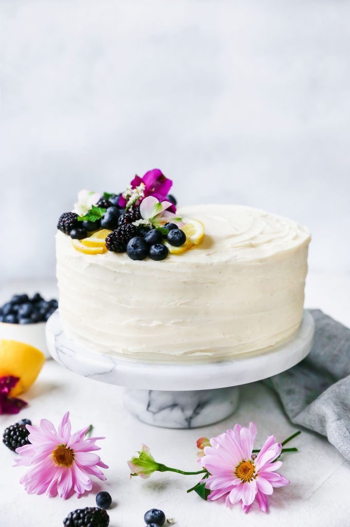 Lemon Blueberry Layer Cake with Cream Cheese Frosting