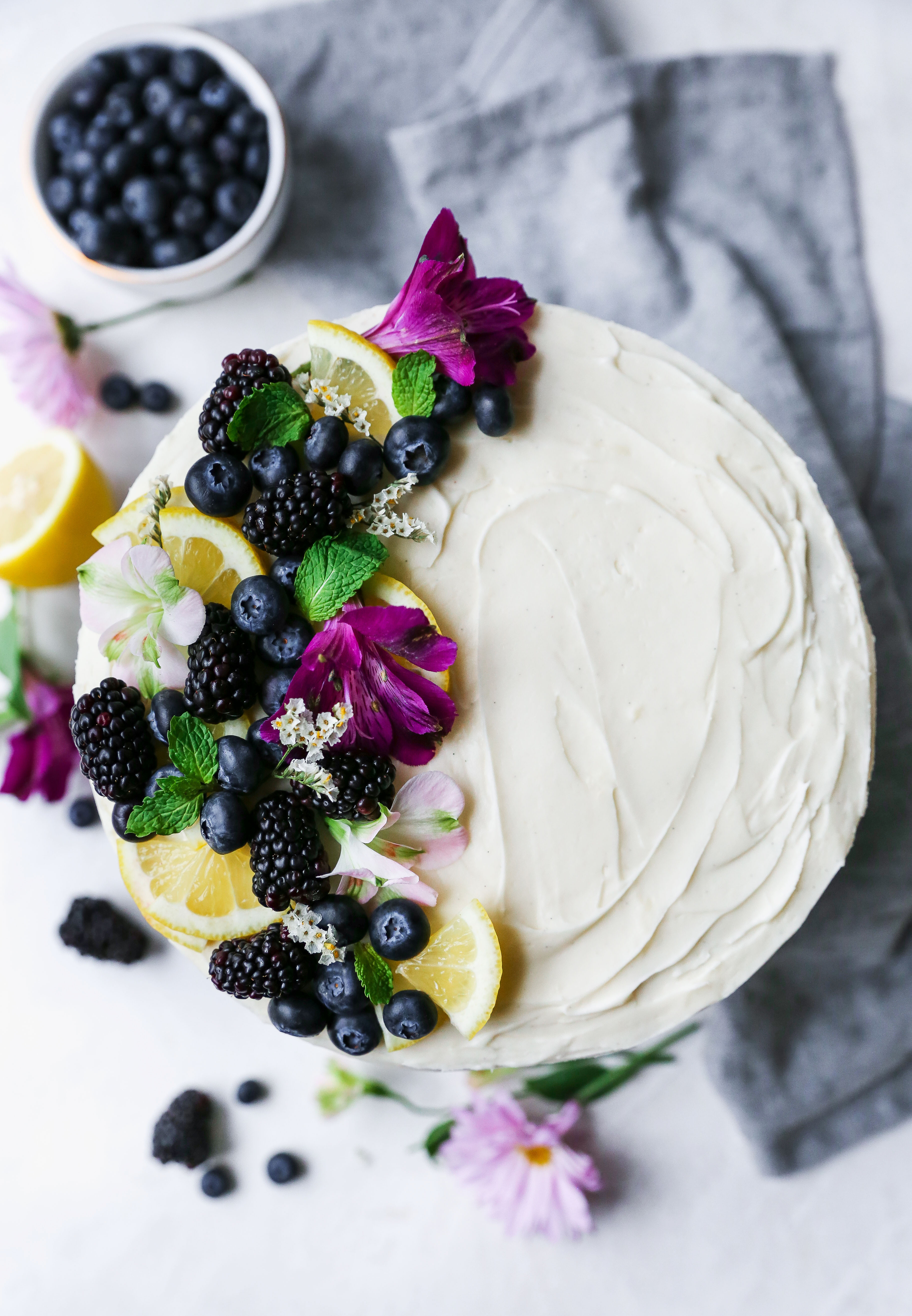 Lemon Blueberry Layer Cake with Cream Cheese Frosting - Yes to Yolks