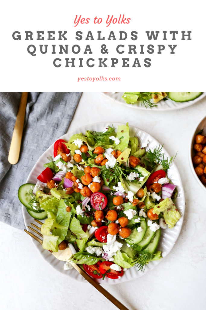 Greek Salad with Quinoa & Crispy Chickpeas