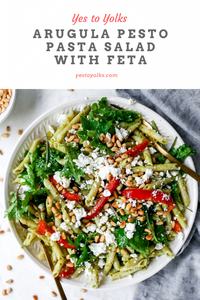 Arugula Pesto Pasta Salad with Feta