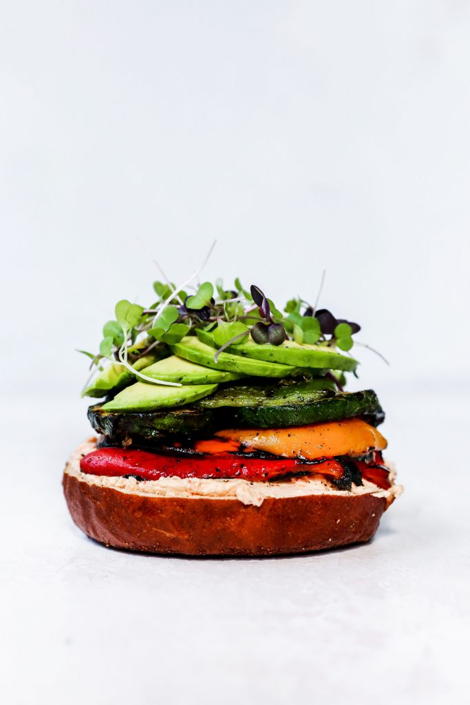 Grilled Veggie Sandwich with Whipped Red Pepper Feta