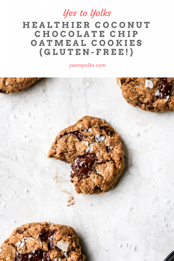 Healthier Coconut Chocolate Chip Oatmeal Cookies (gluten-free!)