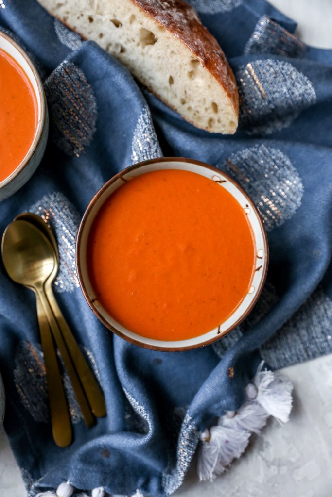 Sherried Tomato Bisque with Fontina Toasts