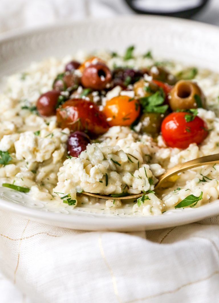 Greek Risotto with Roasted Tomatoes & Olives - Yes to Yolks