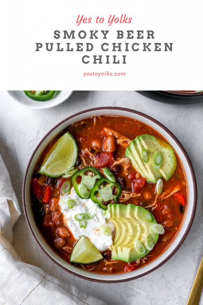 Smoky Beer Pulled Chicken Chili