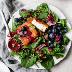 Spinach Salad with Crispy Feta & Blueberry Vinaigrette