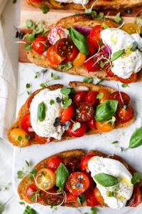 Burrata Bruschetta Toasts - Yes to Yolks