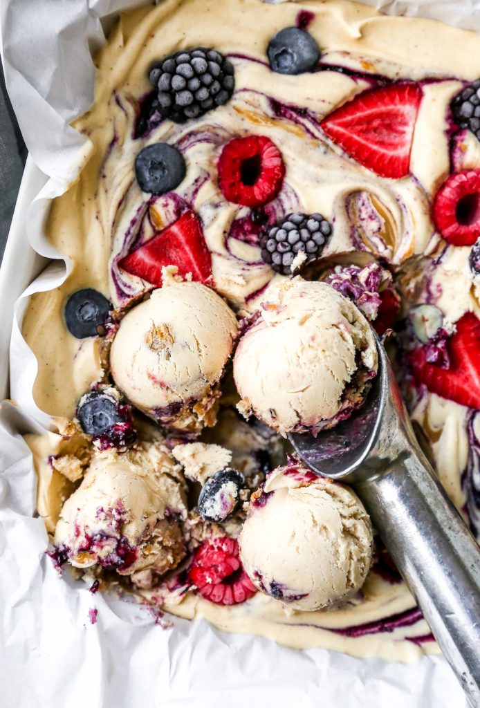 No-Churn Browned Butter PB & J Ice Cream