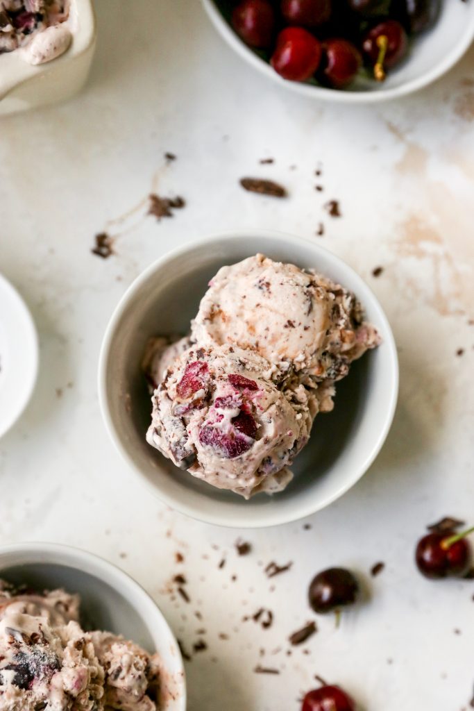 No-Churn Amaretto Cherry & Dark Chocolate Ice Cream