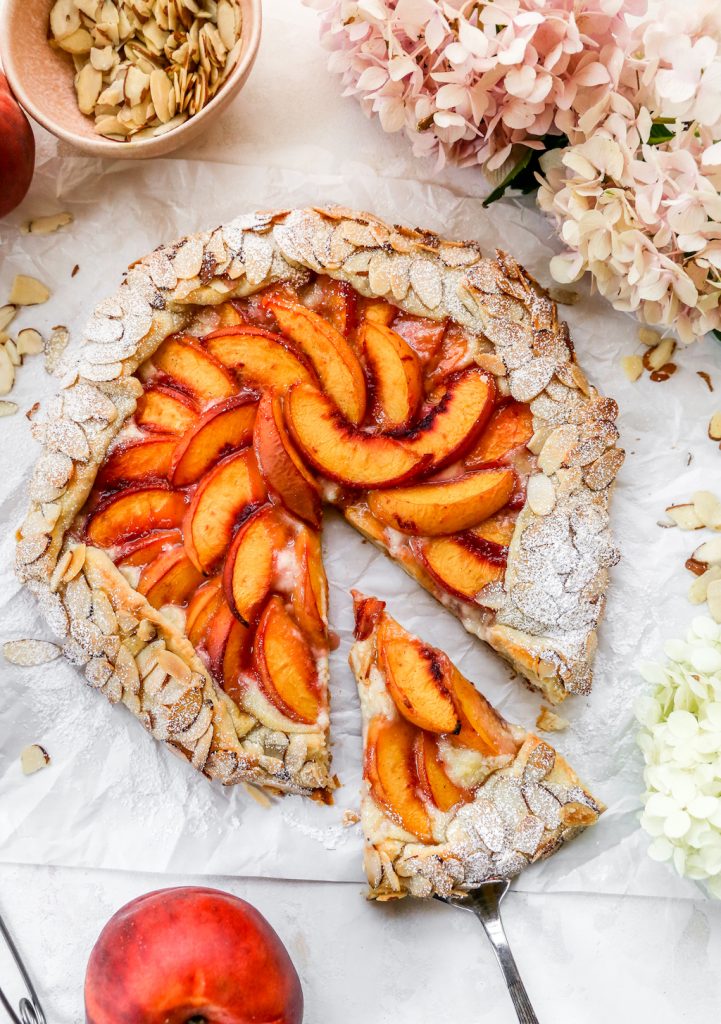 Peaches & Cream Galette with Sugared Almond Crust