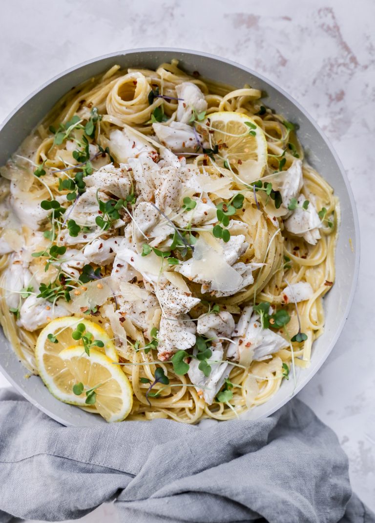 Lemon Cream Linguine with Crab - Yes to Yolks