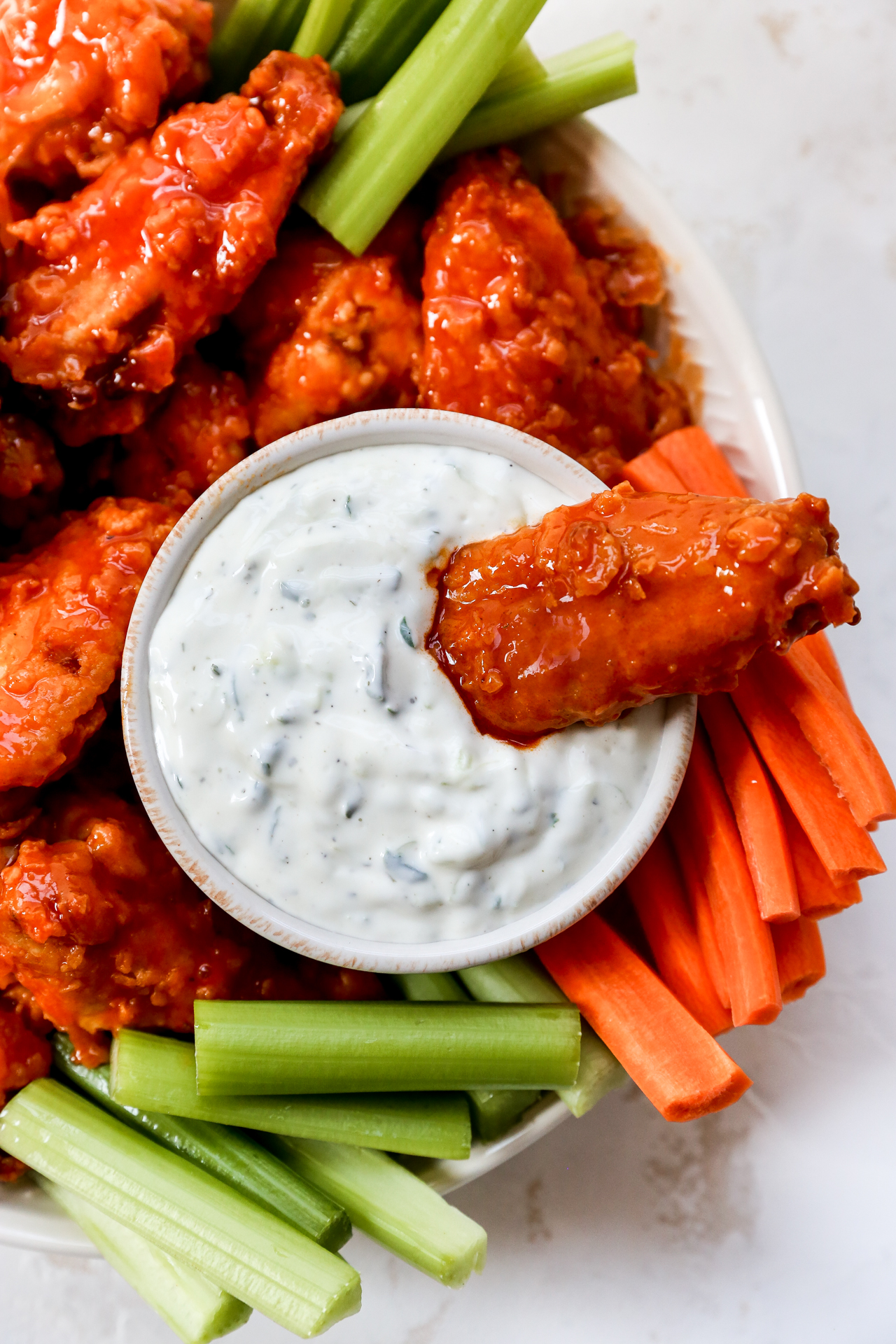 Hot Honey Buffalo Wings with Cucumber Ranch - Yes to Yolks