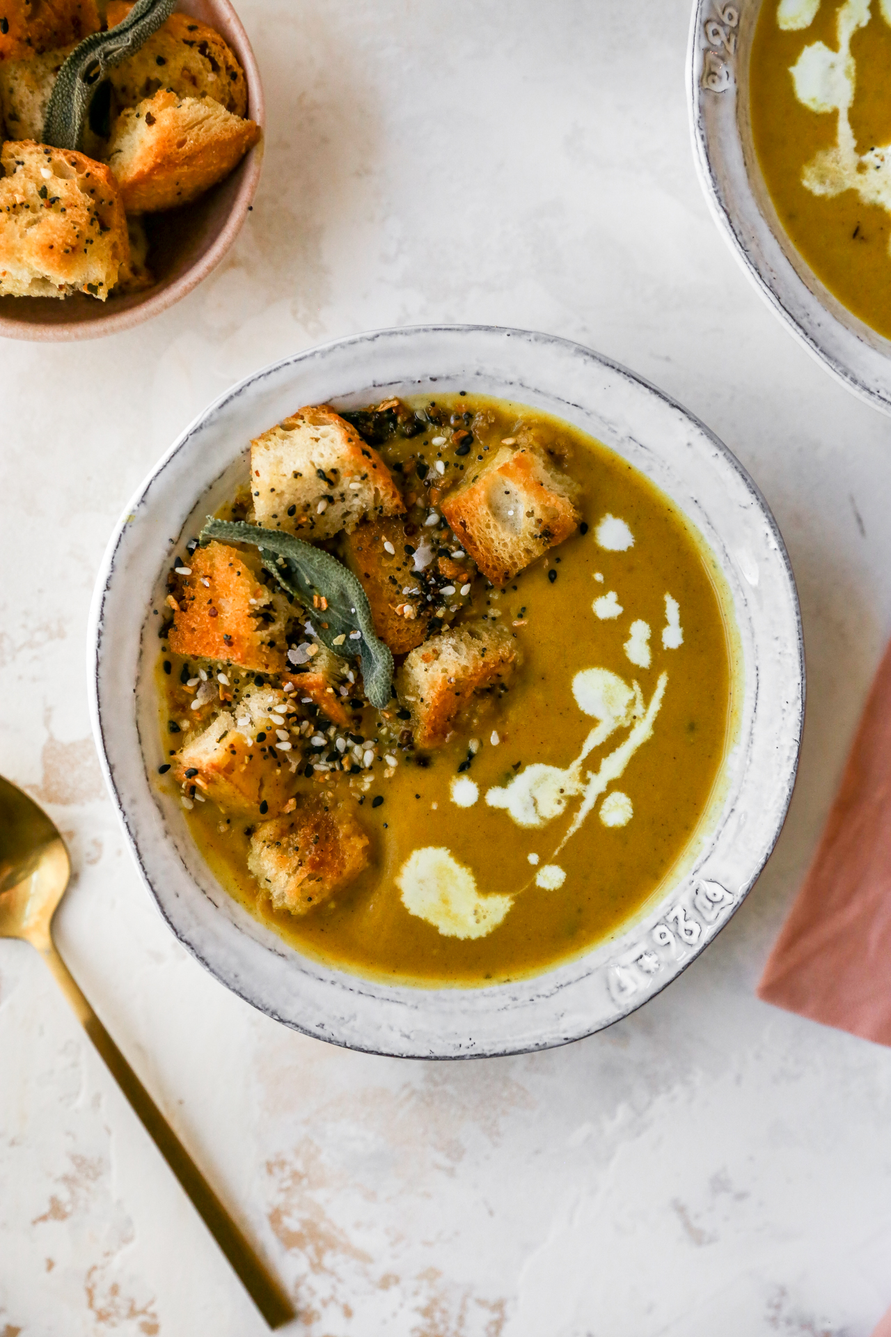 Butternut Squash & Hard Apple Cider Soup with Everything-Sage Croutons ...