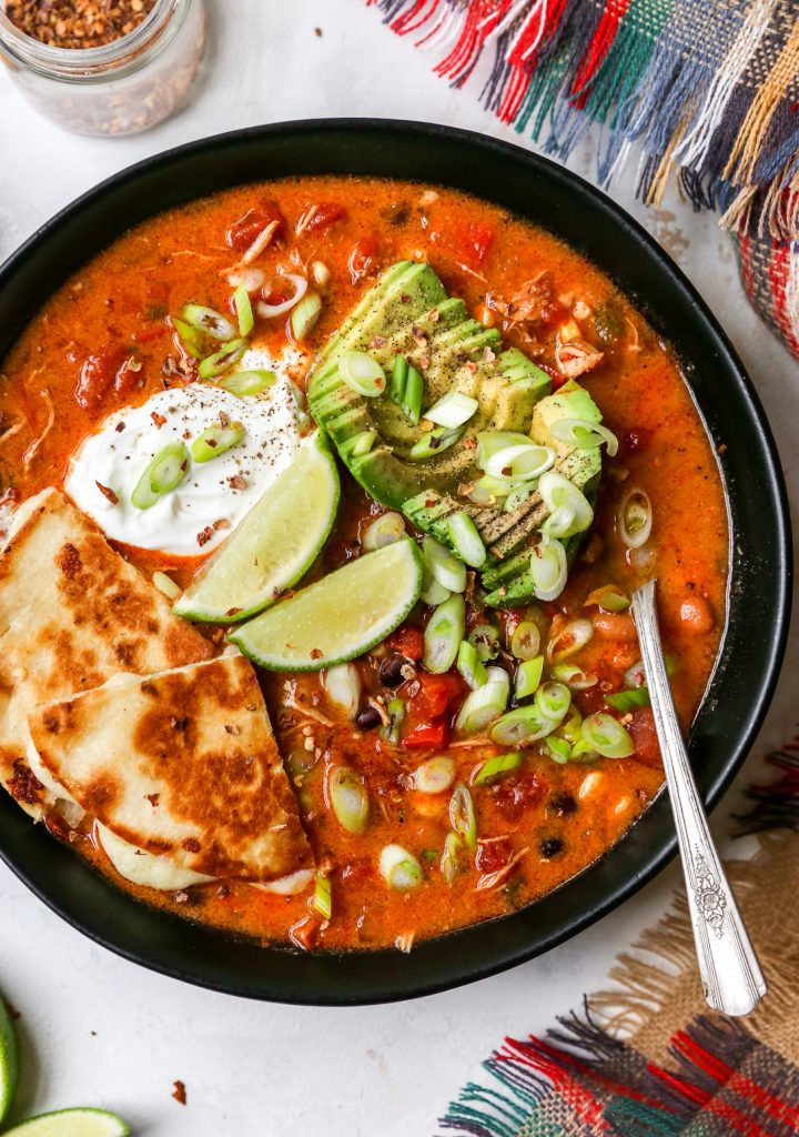 Chicken Taco Soup with Quesadilla Dippers