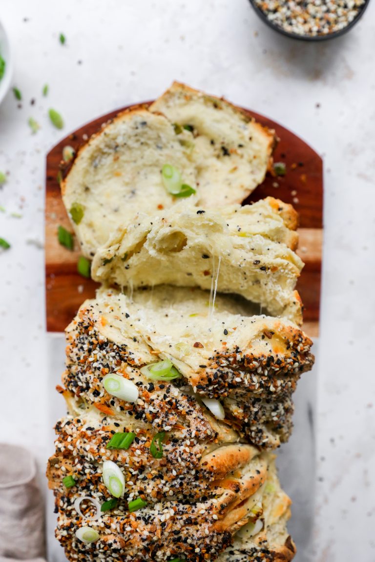 Everything Bagel Scallion Cream Cheese Pull-Apart Bread - Yes To Yolks