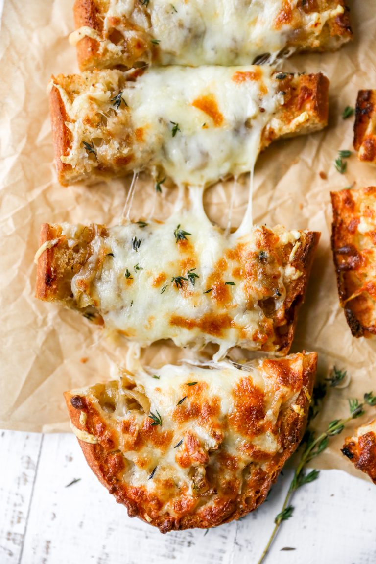 French Onion French Bread Pizzas - Yes to Yolks
