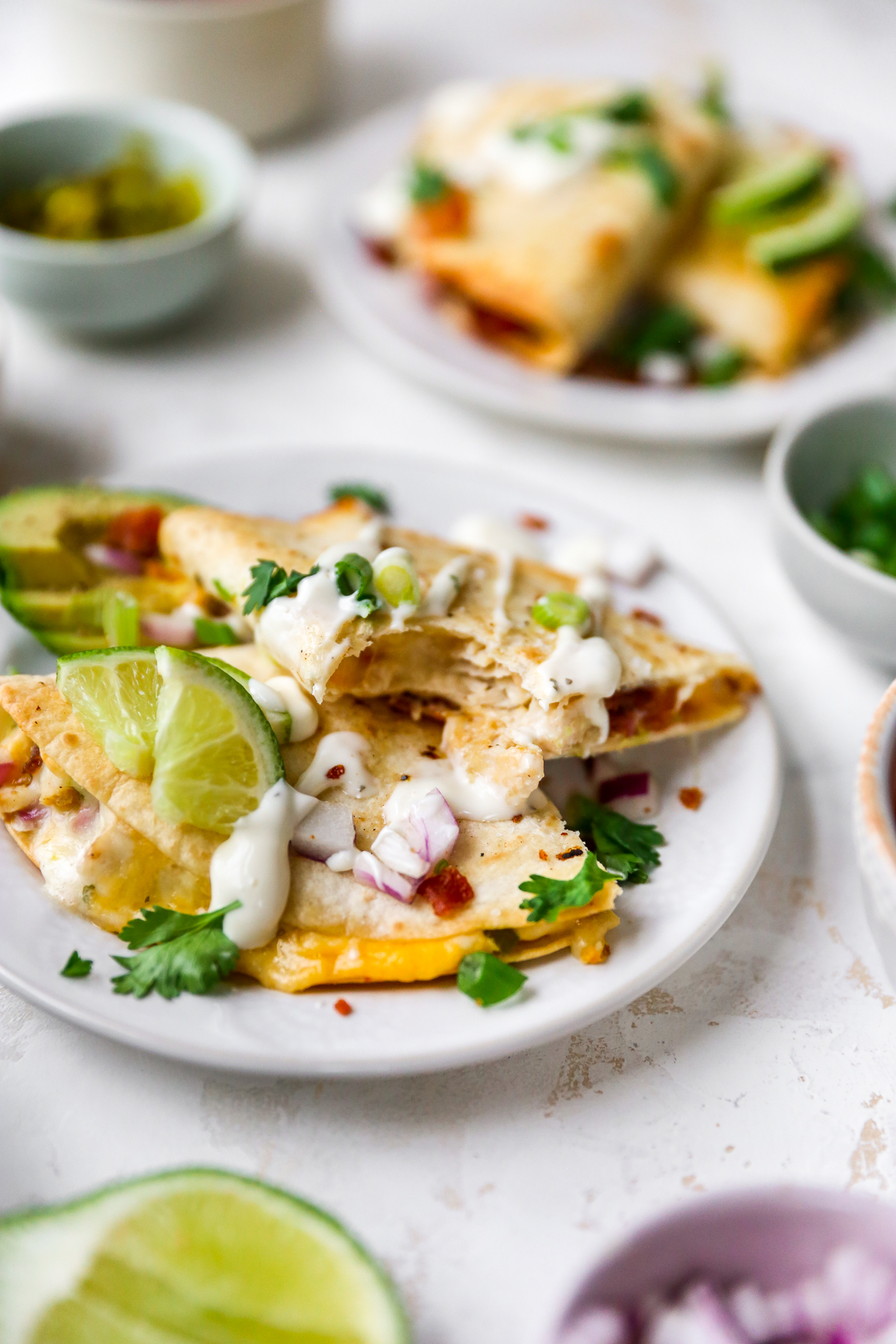 Easy Baked Chicken Bacon Ranch Quesadillas - Yes to Yolks