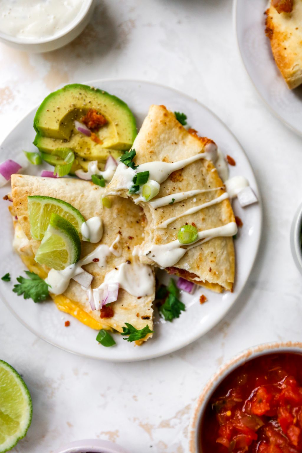 Easy Baked Chicken Bacon Ranch Quesadillas - Yes to Yolks