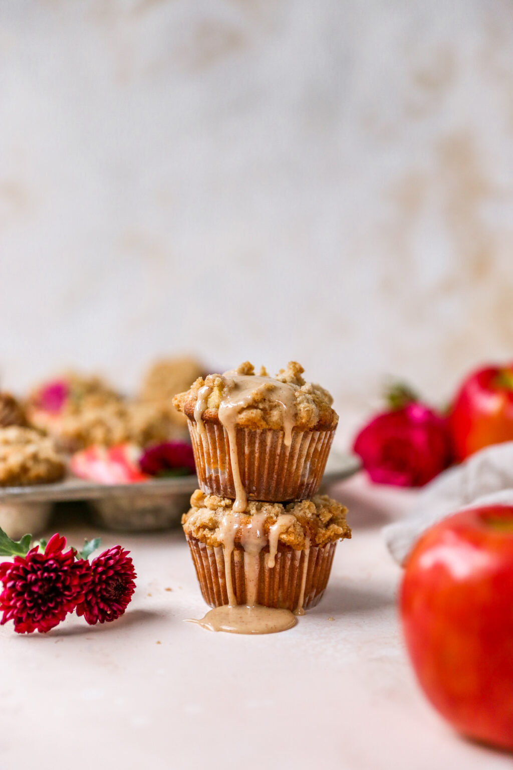 Apple Crumb Muffins With Cider Glaze - Yes To Yolks