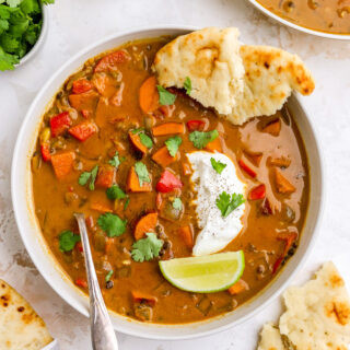 Coconut Curry Lentil & Sweet Potato Soup