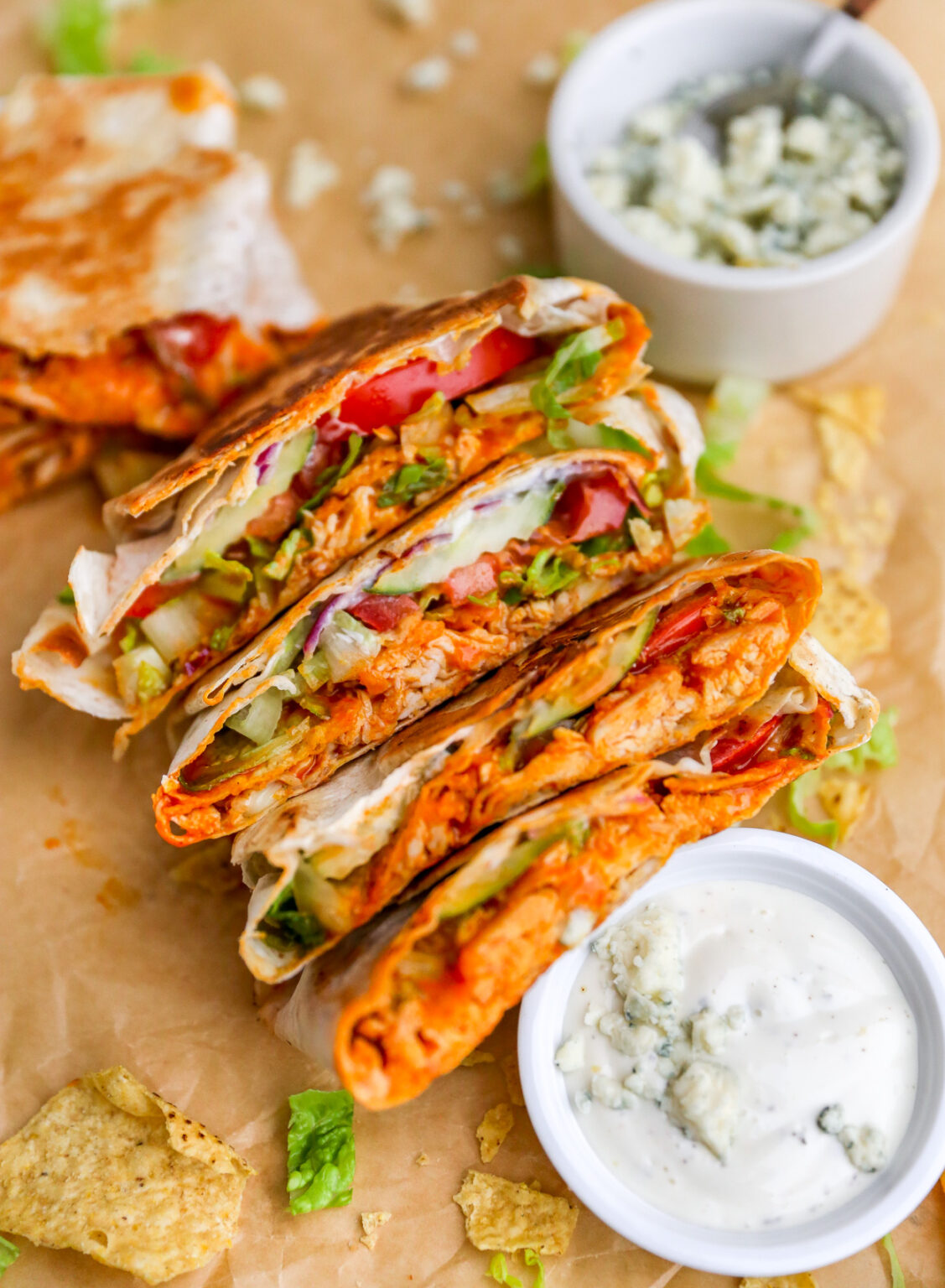 Honey Buffalo Chicken Crunch Wraps - Yes to Yolks