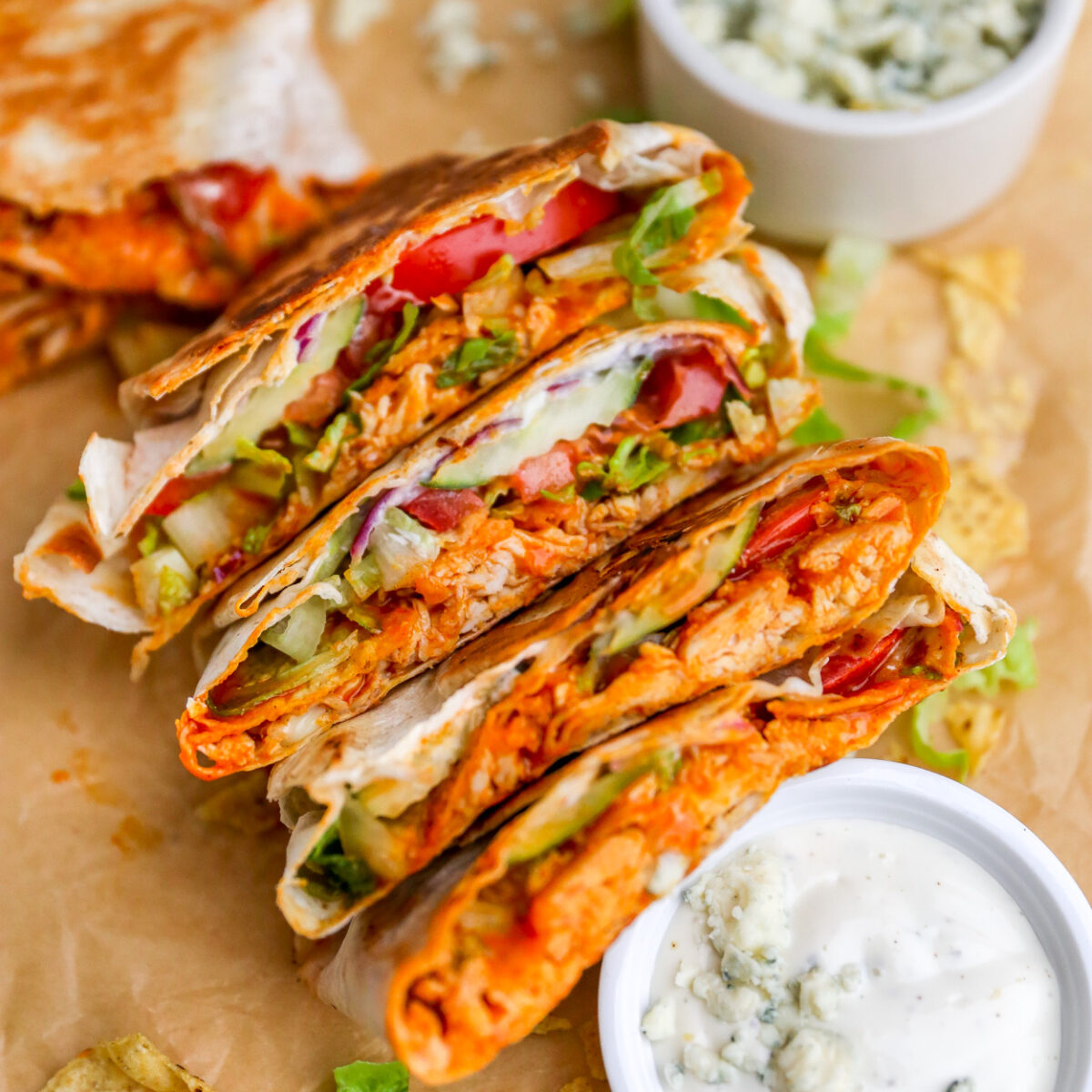 Honey Buffalo Chicken Crunch Wraps - Yes to Yolks