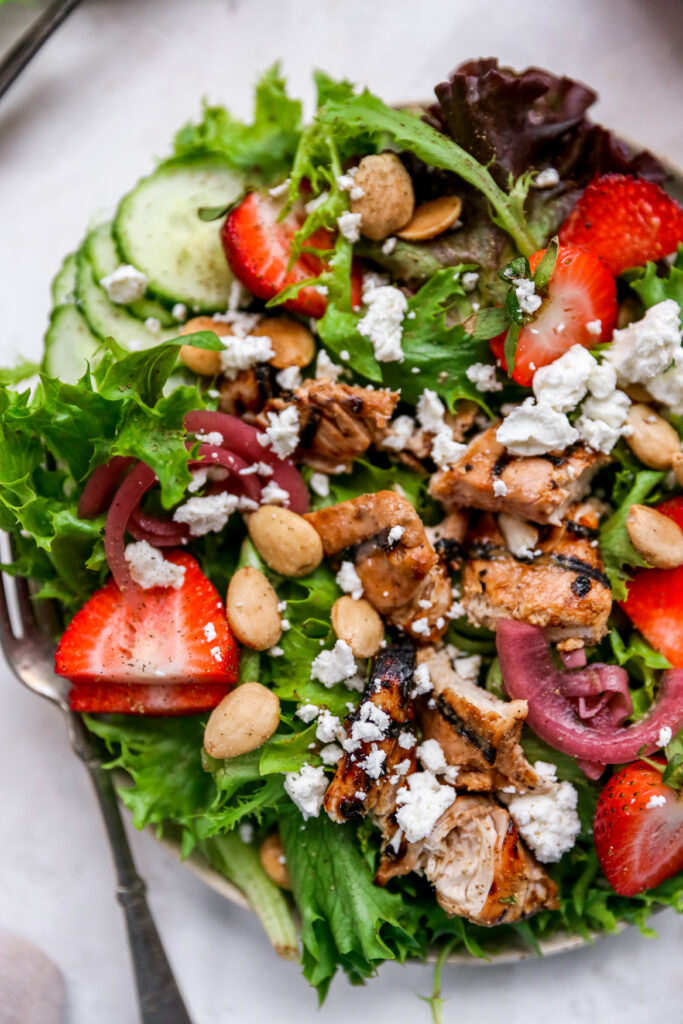 Strawberry Grilled Chicken Salad - Yes to Yolks