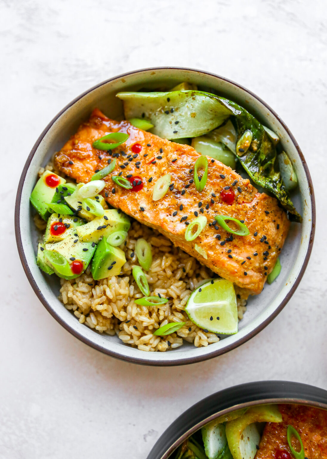 Salmon Grain Bowls with Bok Choy & Spicy Mayo - Yes to Yolks