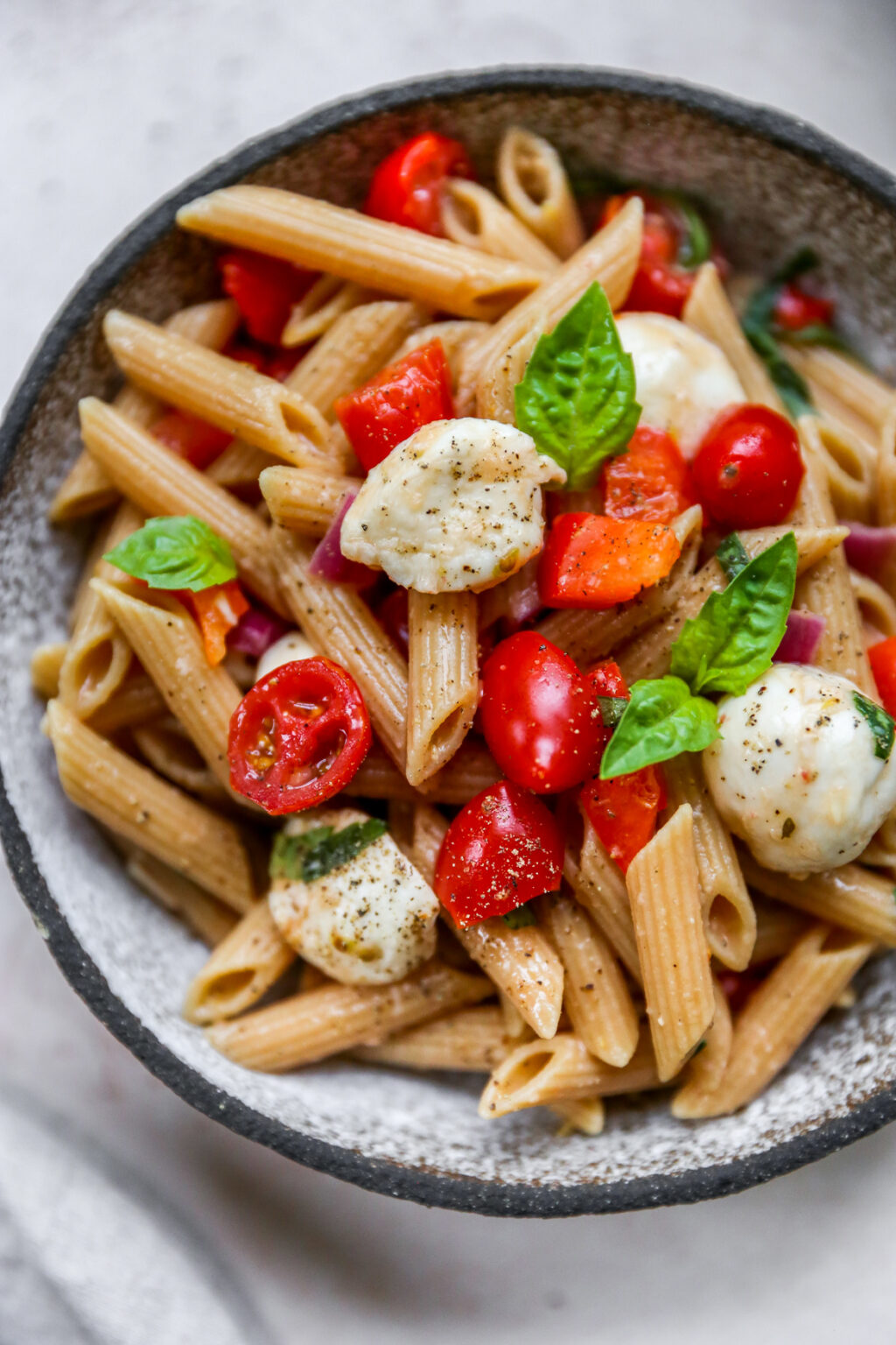 Balsamic Caprese Pasta Salad - Yes to Yolks