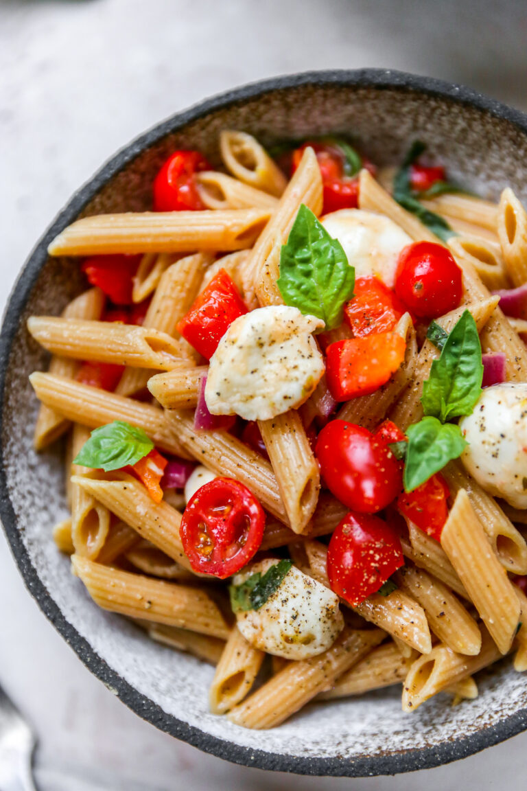 Balsamic Caprese Pasta Salad - Yes to Yolks