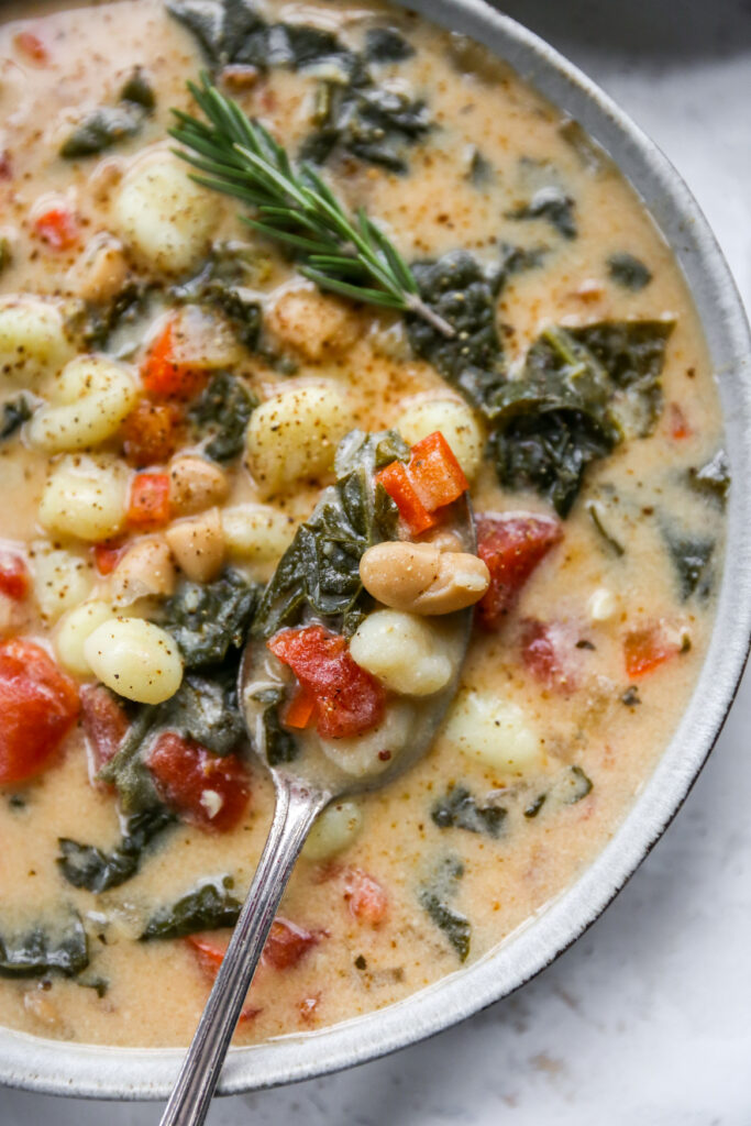 Creamy White Bean & Gnocchi Soup - Yes to Yolks