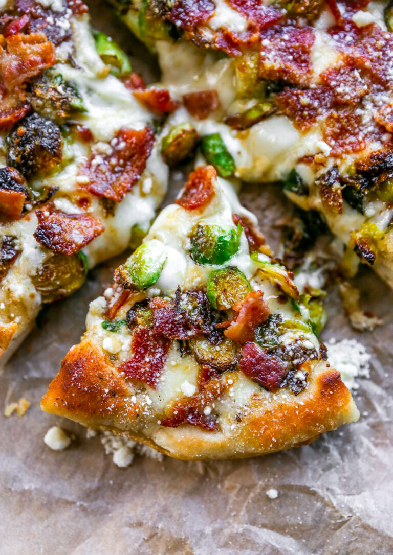 Easy Skillet Pizza with Brussels & Bacon - Yes to Yolks