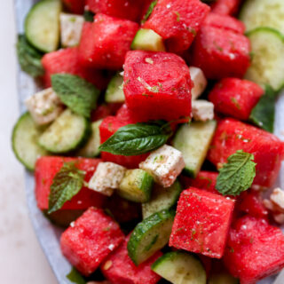 Watermelon Cucumber Salad with Hot Honey Vinaigrette