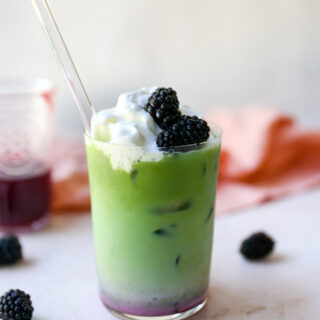 Maple Blackberry Matcha Lattes